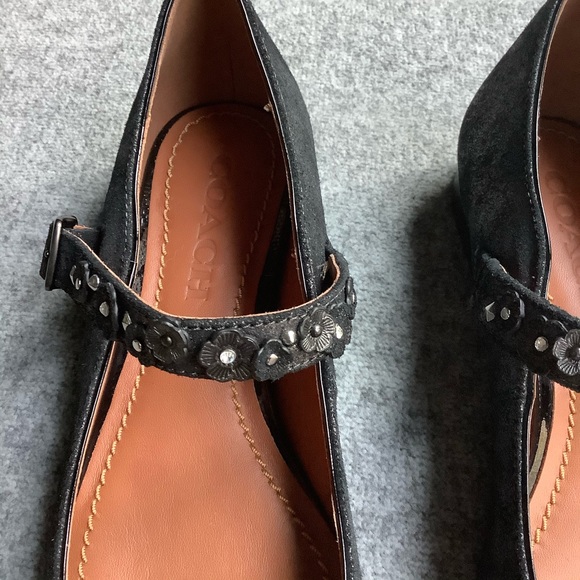 Coach Mary Jane Ballet Metallic Black Leather Flat, Size 6.5 NEW - Picture 6 of 7